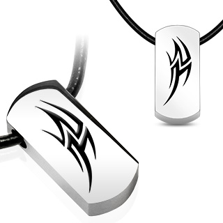 Pendentif plaque acier �clair tribal