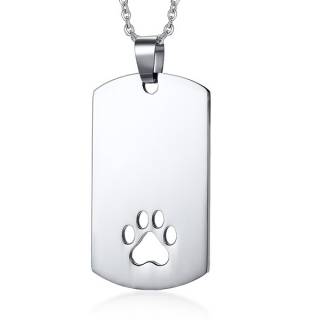 Pendentif plaque d'acier � empreinte de pate (+chaine)