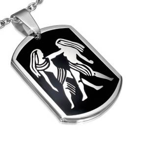 Pendentif plaque astrologique � fond noir G�meaux