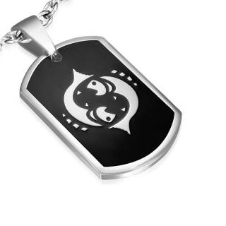 Pendentif plaque astrologique � fond noir Poisson