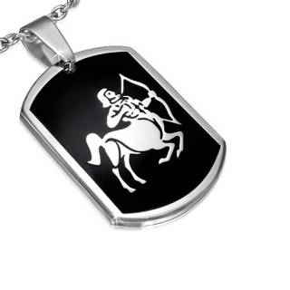 Pendentif plaque astrologique � fond noir Sagittaire