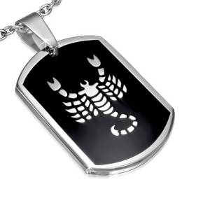 Pendentif plaque astrologique � fond noir Scorpion