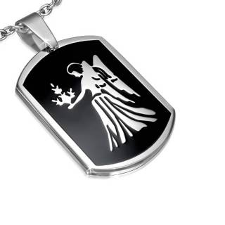Pendentif plaque astrologique � fond noir Vierge