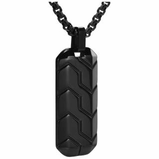 Pendentif plaque � marquage style pneu en acier noir