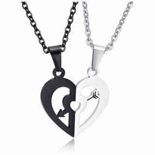 Pendentifs moiti�s de coeur travers�es de la fl�che de cupidon