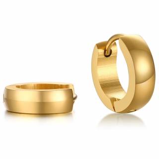 Petites cr�oles homme dor�es en acier (paire)