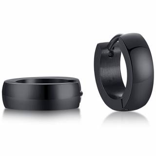 Petites cr�oles homme noires en acier (paire)