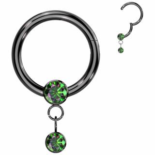 Piercing anneau clicker Titane noir � zirconiums Vitrail Medium (h�lix, lobe...) "CHRYSOS CIRCLE"