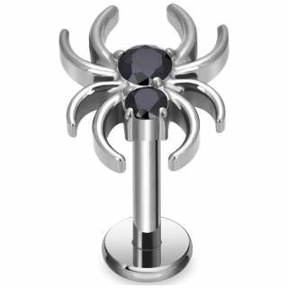 Piercing araign�e en Titane � zirconiums noires (l�vre et oreille)
