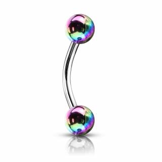 Piercing arcade � boules aspect m�talique - Arc en ciel