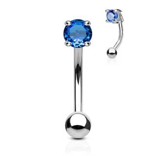 Piercing arcade / banane acier � pierre bleue