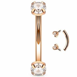 Piercing arcade cuivr� � embouts strass (filetage interne)