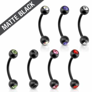 Piercing arcade en acier noir mat � boules serties