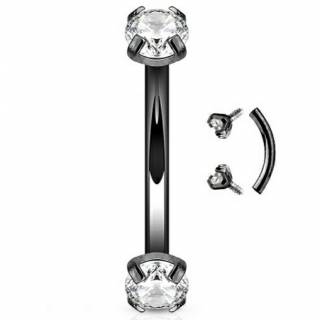 Piercing arcade noir � embouts strass (filetage interne)