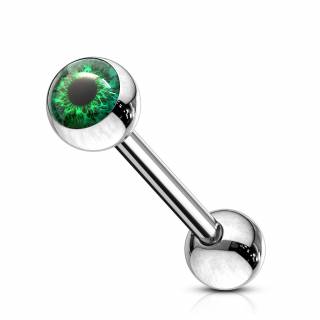 Piercing barbell acier � oeil humain - Vert