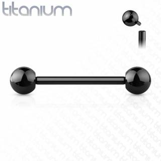 Piercing barbell (t�ton, langue) en titane � filetage interne - Noir