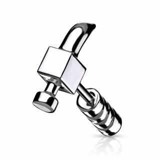 Piercing cartilage en forme de marteau argent�
