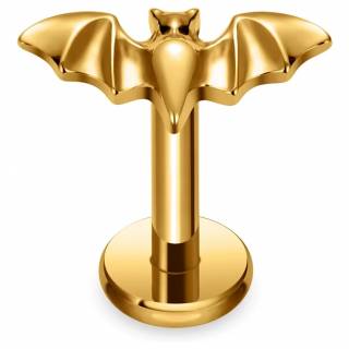 Piercing chauve-souris Titane dor� � filetage interne (l�vre et oreille)