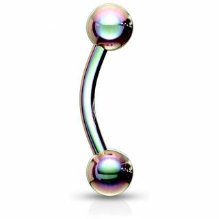 Piercing courb� acier Arc en ciel Titanium (arcade, daith...)