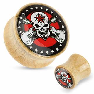 Piercing �carteur en bois type plug � logo Rock Star