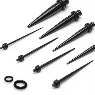 Piercing �carteur tapers noir en acier plaqu� IP
