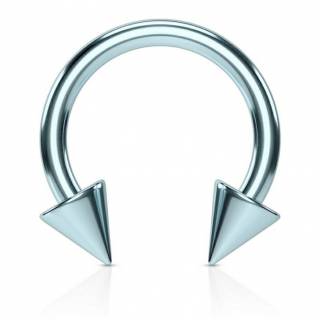Piercing fer � cheval bleu clair IP � pointes