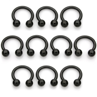 Piercing fer � cheval ionis� noir � boules