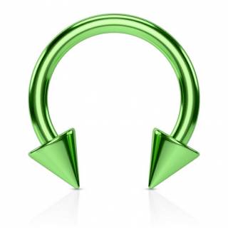 Piercing fer � cheval vert IP � pointes