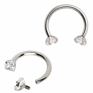 Piercing fer � cheval � embouts zirconiums (filetage interne)