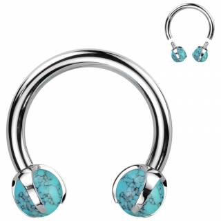 Piercing fer � cheval Titane � perle de Turquoise (h�lix, septum...) "THALASSINOS"