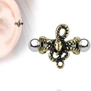 Piercing h�lix � serpent dor� antique