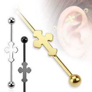 Piercing industriel avec croix m�dievale