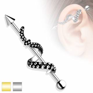 Piercing industriel en acier avec tentacule enroul� autour