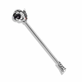 Piercing industriel � griffes de dragon et orbe noir