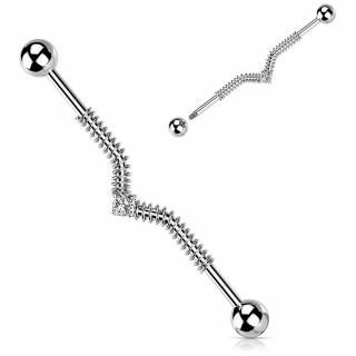 Piercing industriel � ressort h�lico�dal et pierre centrale carr�e