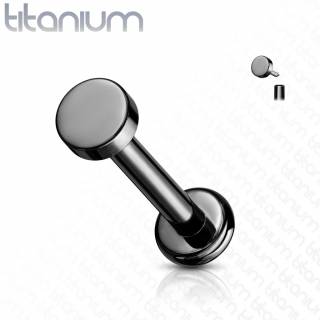 Piercing labret noir Titane disque � filetage interne (l�vre, cartilage...)