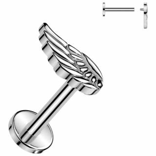 Piercing labret Titane � Aile d'ange (l�vre et oreille)