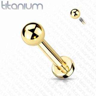 Piercing labret Titane dor� � boule (l�vre, tragus, helix...)