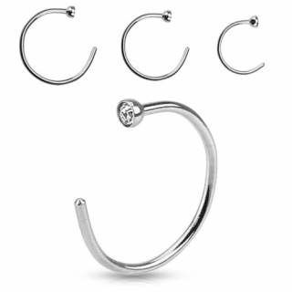 Piercing nez anneau en acier argent� avec pierre claire