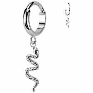 Piercing oreille anneau clicker � pendentif serpent en Titane