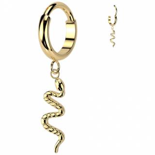 Piercing oreille dor� anneau clicker � pendentif serpent en Titane