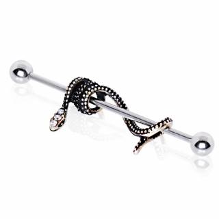 Piercing oreille industriel � serpent style antique