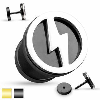 Piercing oreille style faux plug avec �clair cercl� argent�