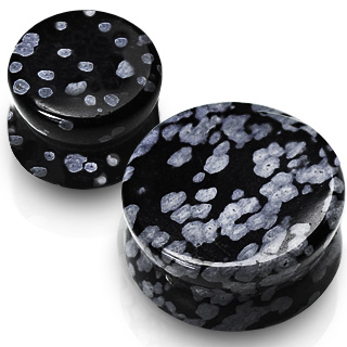 Piercing plug pierre semi-pr�cieuse Obsidienne