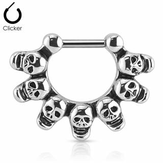 Piercing septum style cannibal orn� de 7 petits cranes