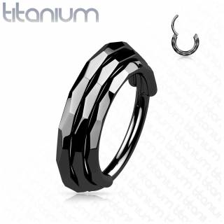 Piercing triple anneau titane Noir facett� � fermeture charni�re