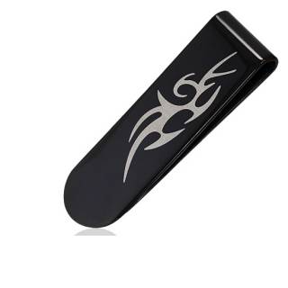 Pince � billet acier noire � symbole tribal