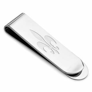 Pince � billets en acier argent� avec fleur de Lys grav�e