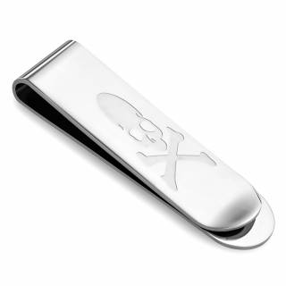 Pince � billets en acier argent� avec t�te de mort pirate