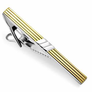 Pince � cravate en acier � lignes dor�es travers�es de diagonales